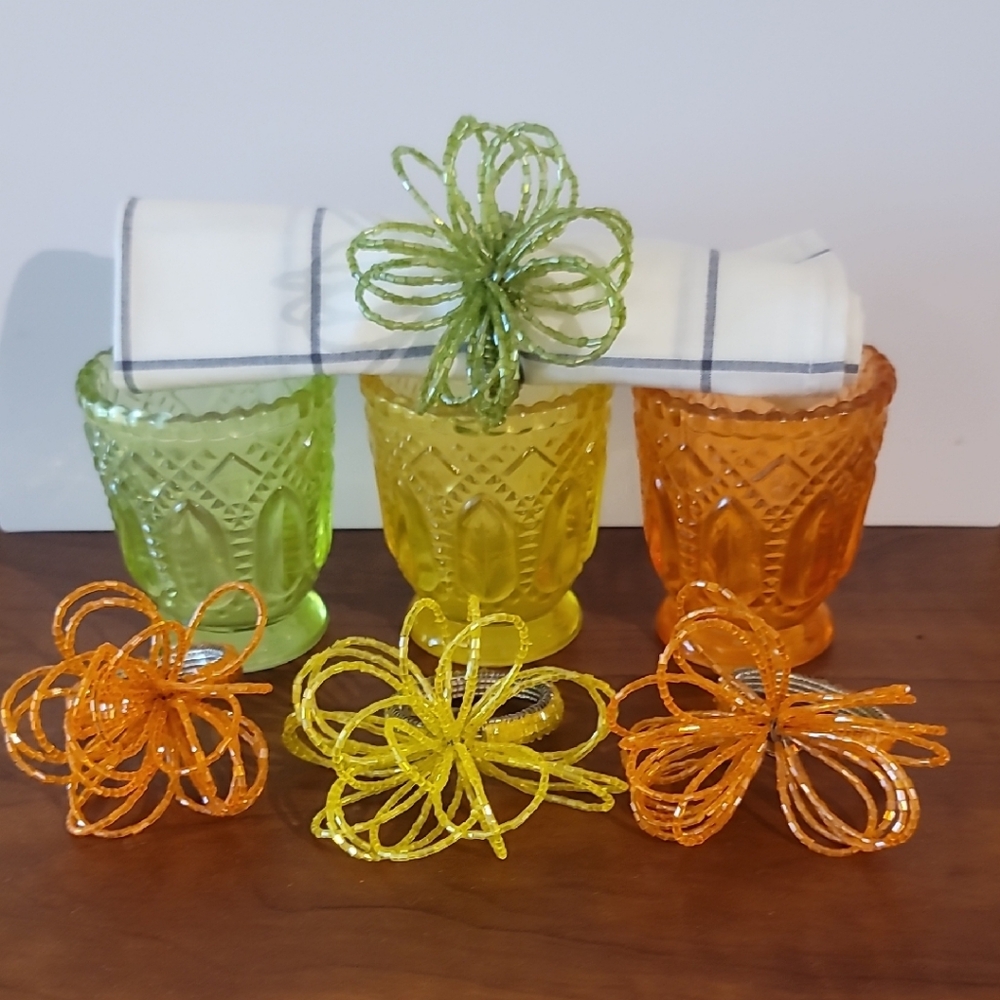 Colorful Glass Votive and Napkin Ring Set